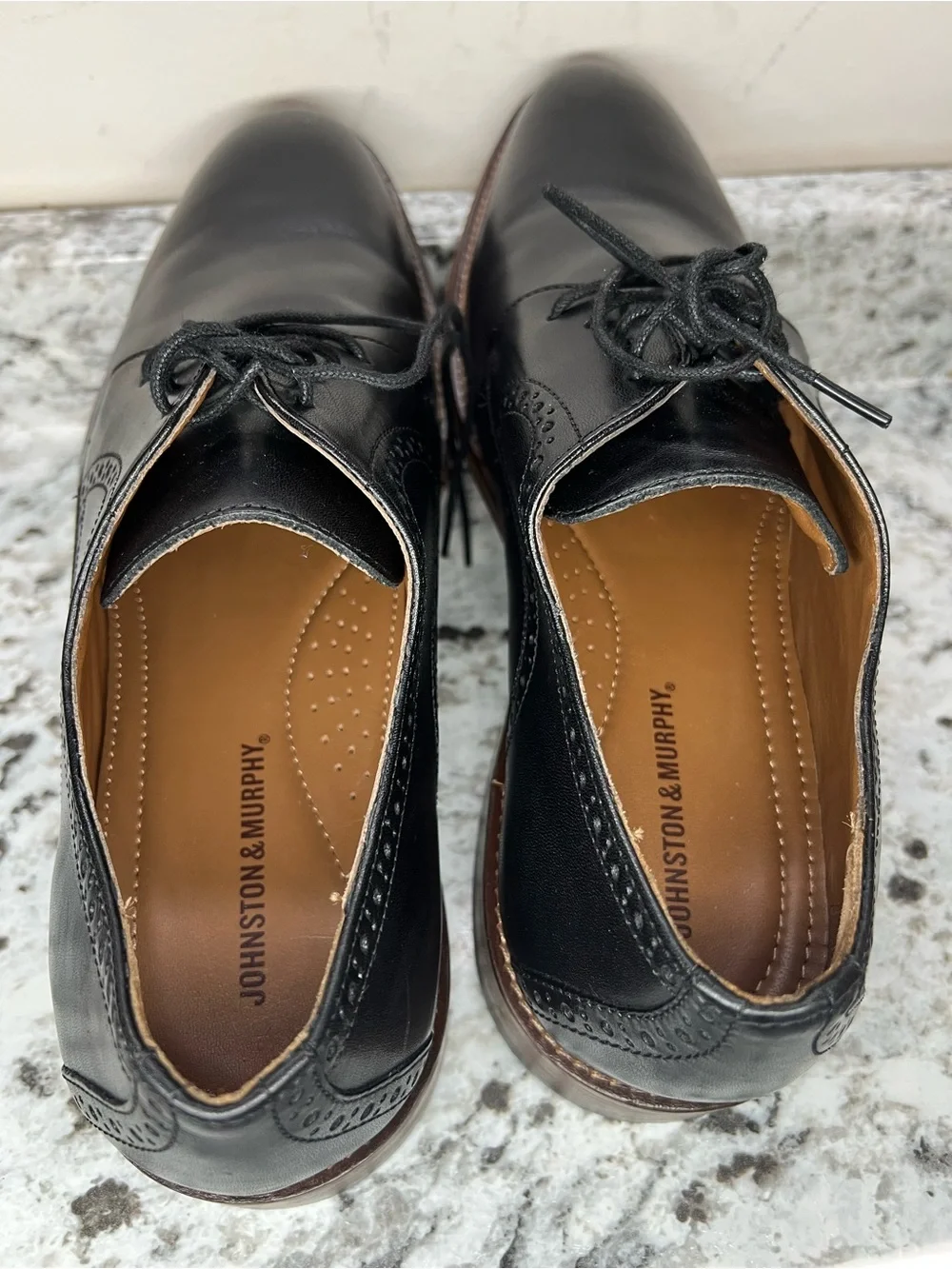Johnston & Murphy Black Leather Wingtip Derby Shoes US11.5 excellent